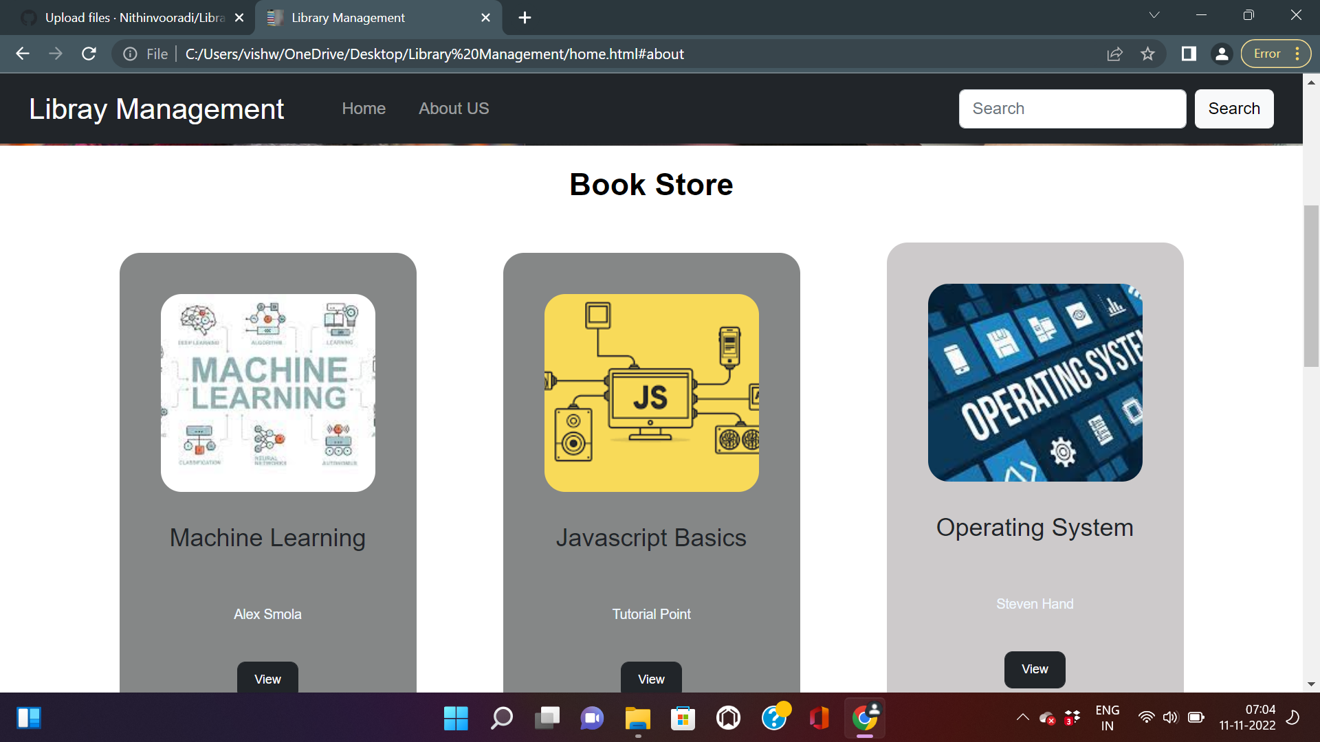 GitHub - Nithinvooradi/Library-Management: Library Management Page
