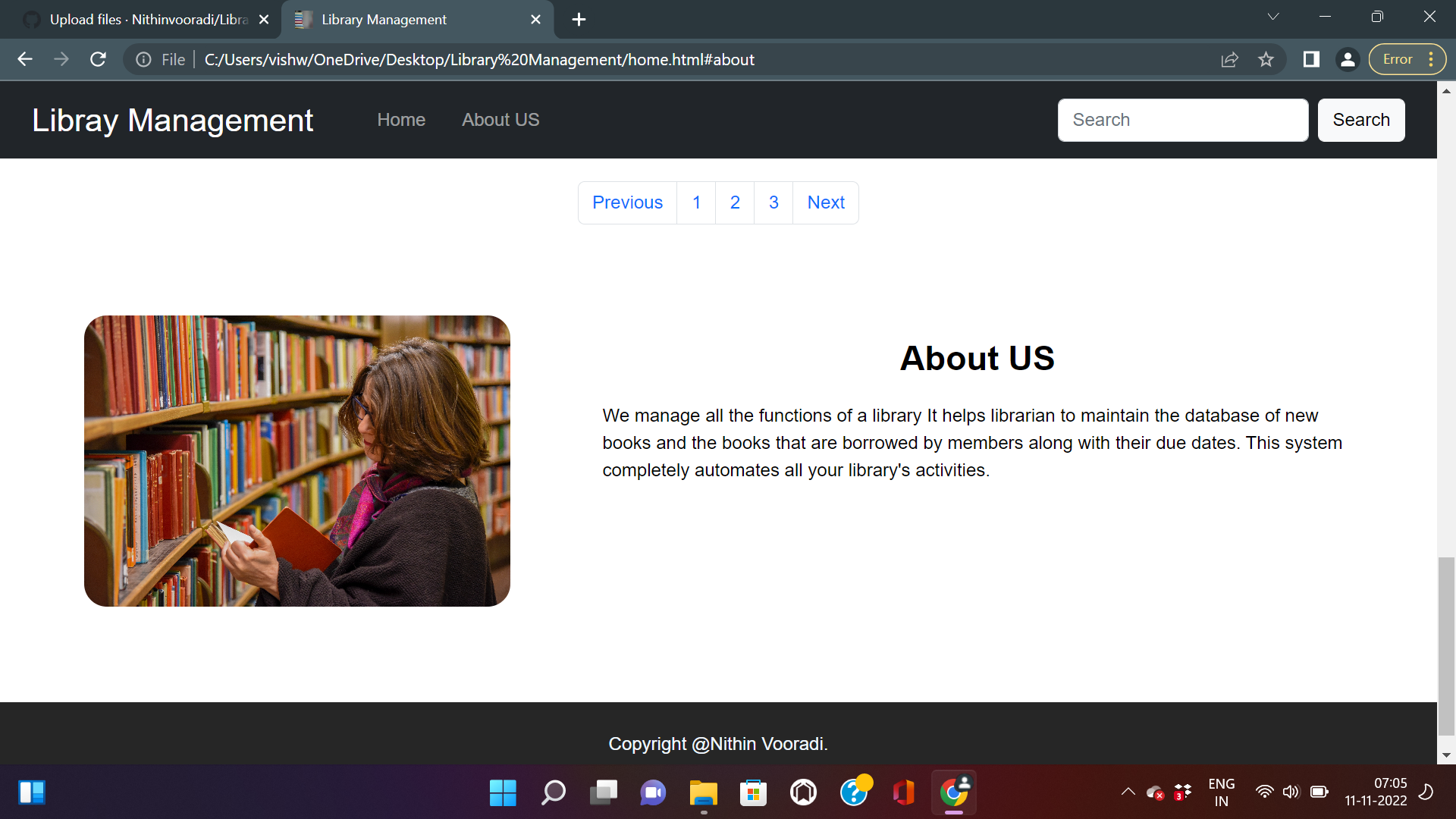GitHub - Nithinvooradi/Library-Management: Library Management Page