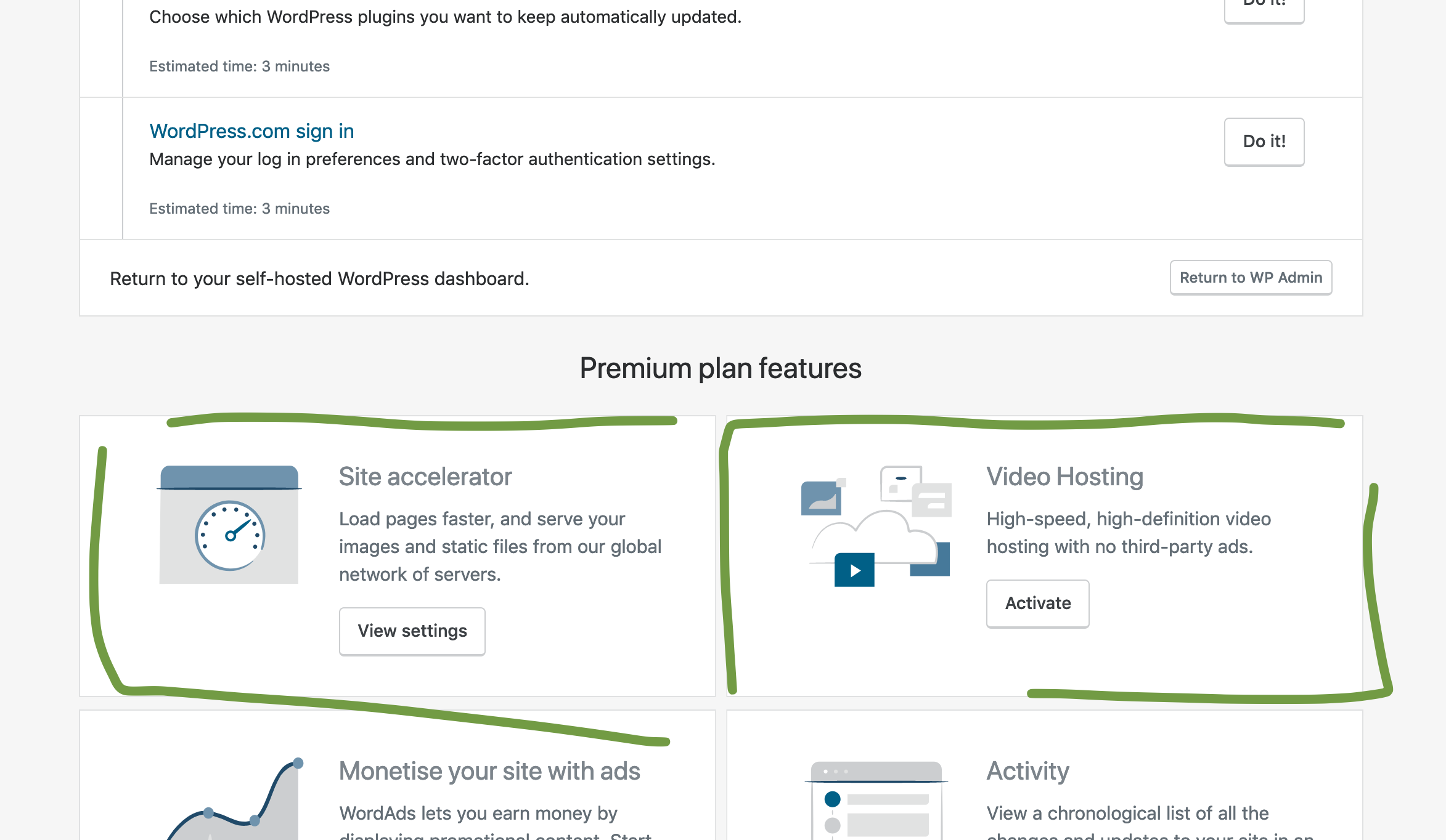 Jetpack checklist hide redundant performance CTAs · Issue 33783