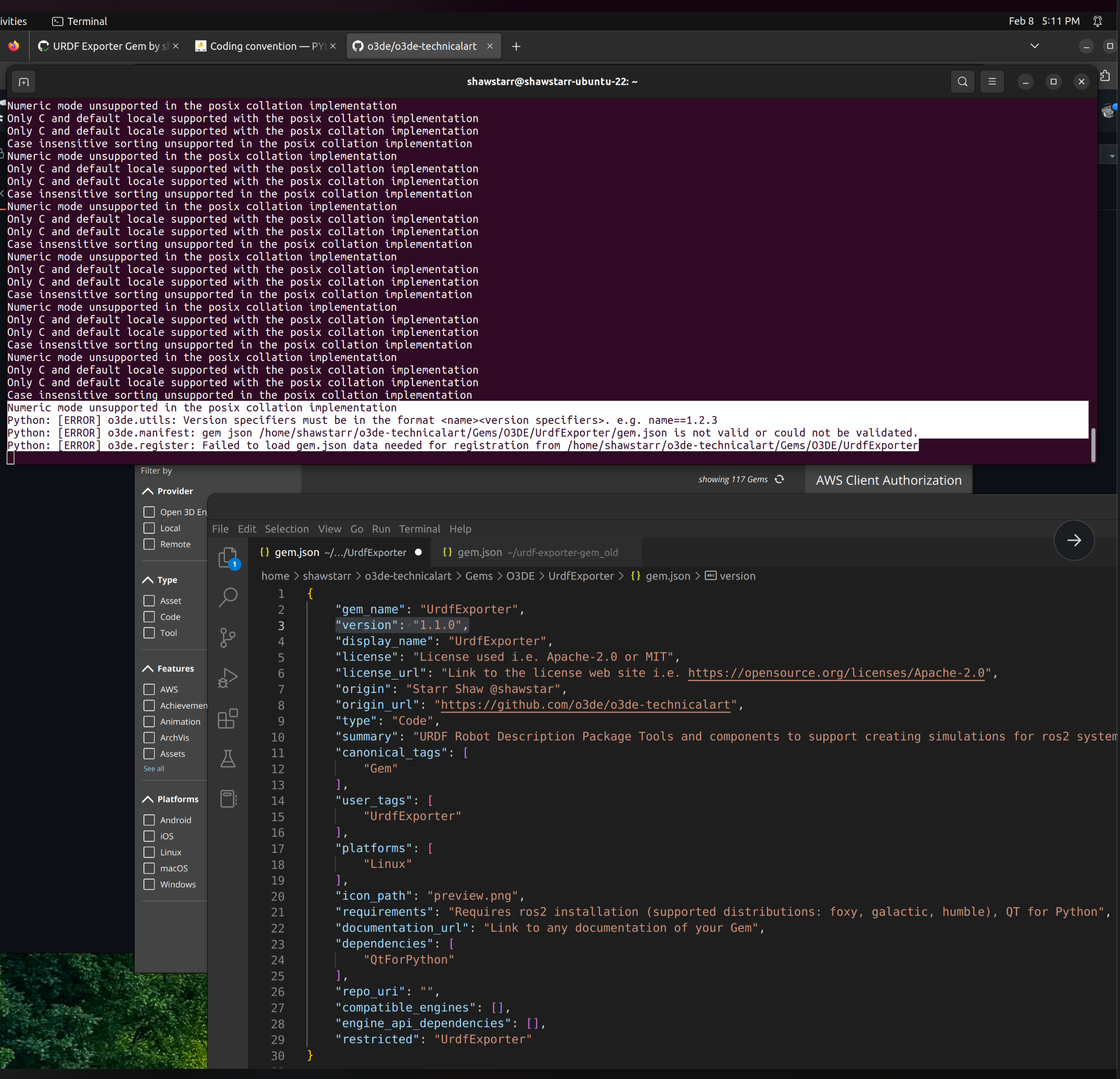 Bug Report Create a Gem from the PythonToolGem template - gem.json ...