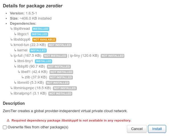 PRAY!! compilation ネットラップ libstdcpp6 missing · Issue #16487 · openwrt/packages