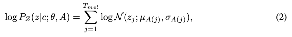 Equation 2. Calculating the prior distribution with parameters $\theta$ and an alignment function $A$