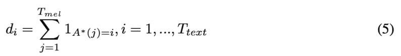 Equation 5. The duration label calculated from the alignment $A^*$