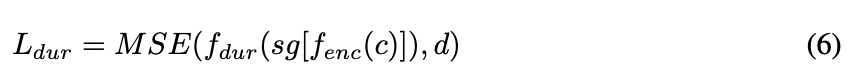 Equation 6. The loss for duration predictor