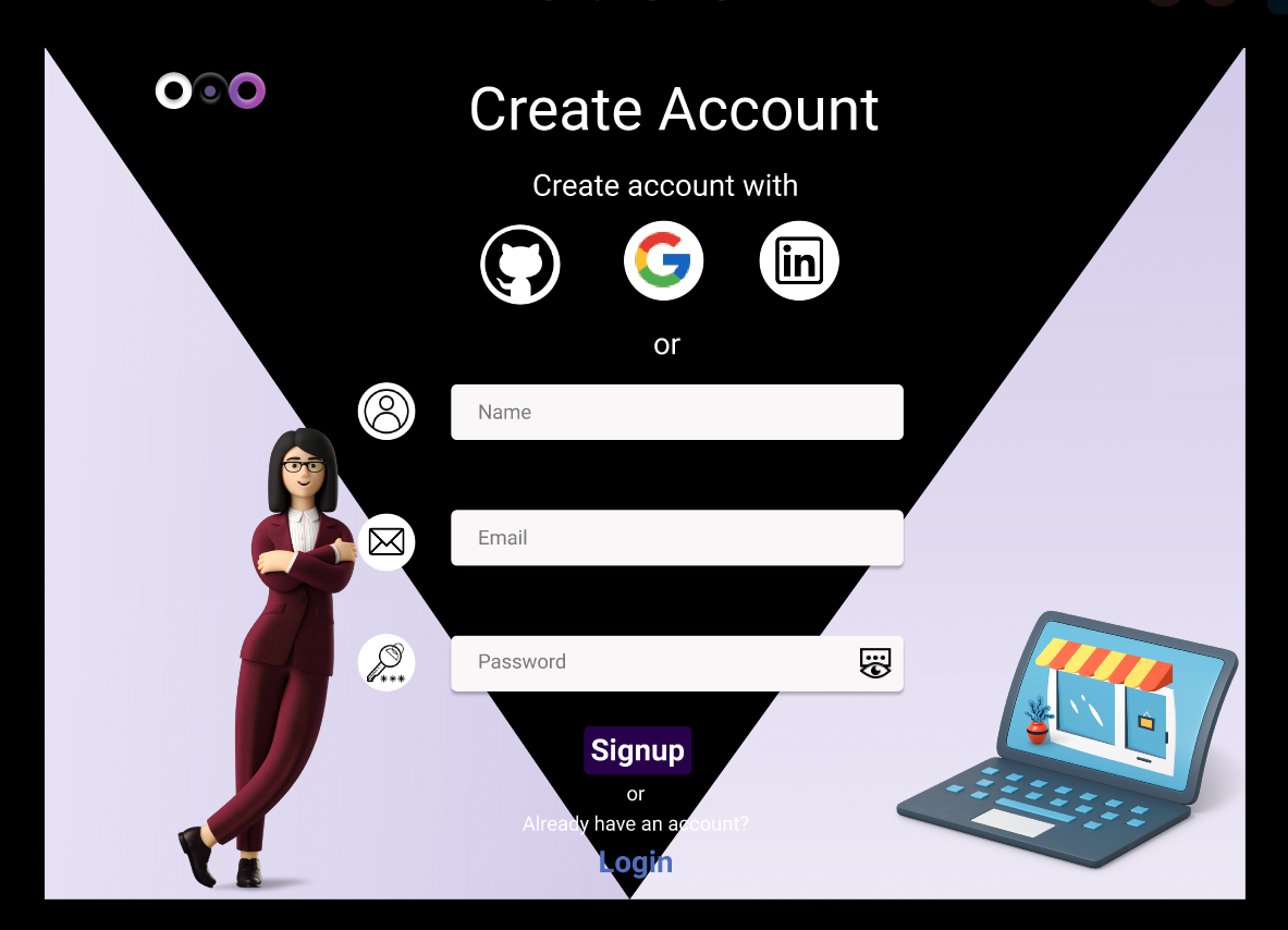 Signup Screen -d- dark mode
