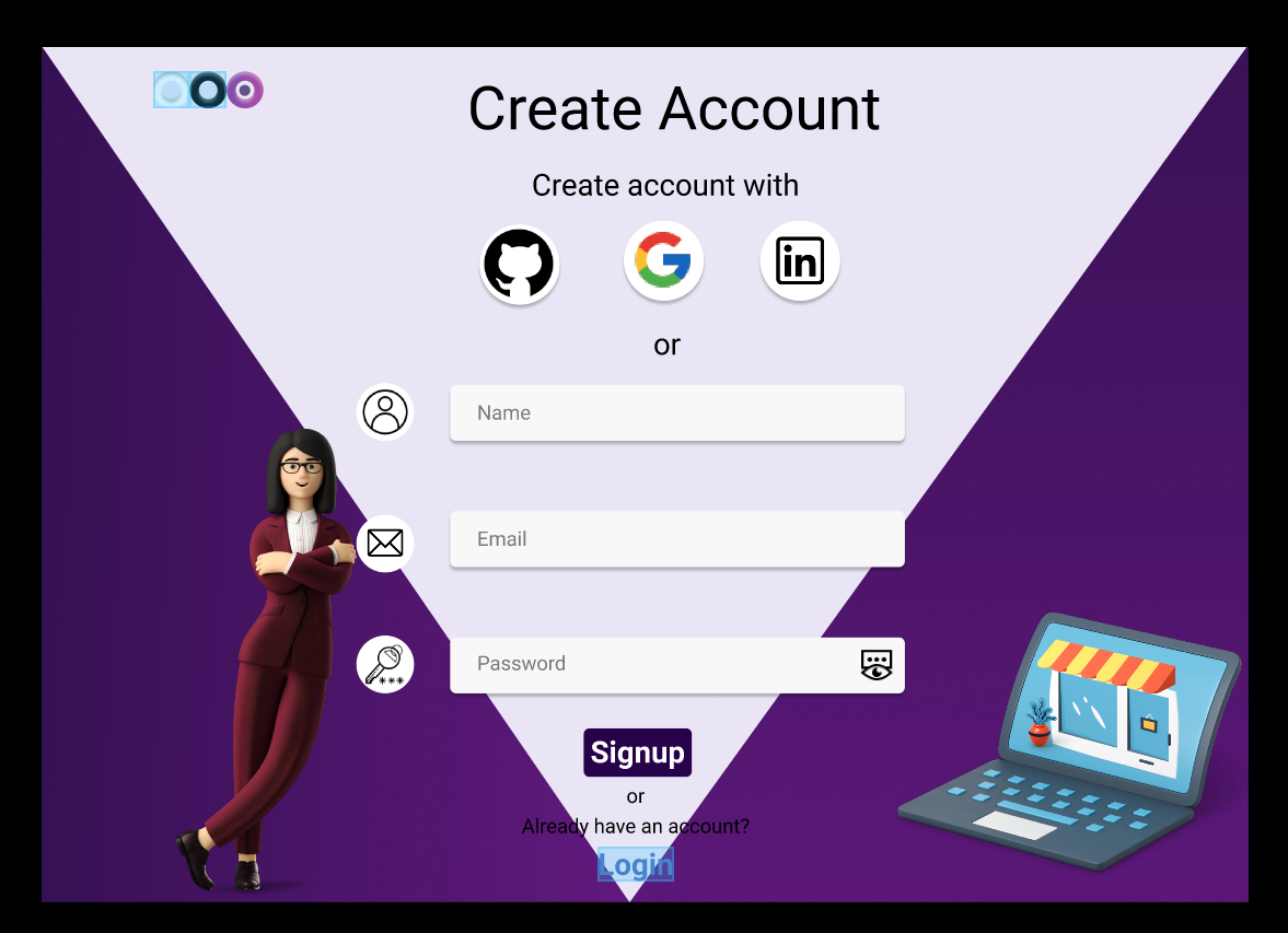 Signup Screen -d- color mode