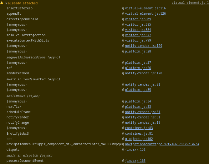 "already attached" warning when I attach an event handler to an element