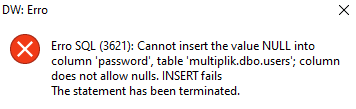 Does not display full / correct error when executing a failed query ...