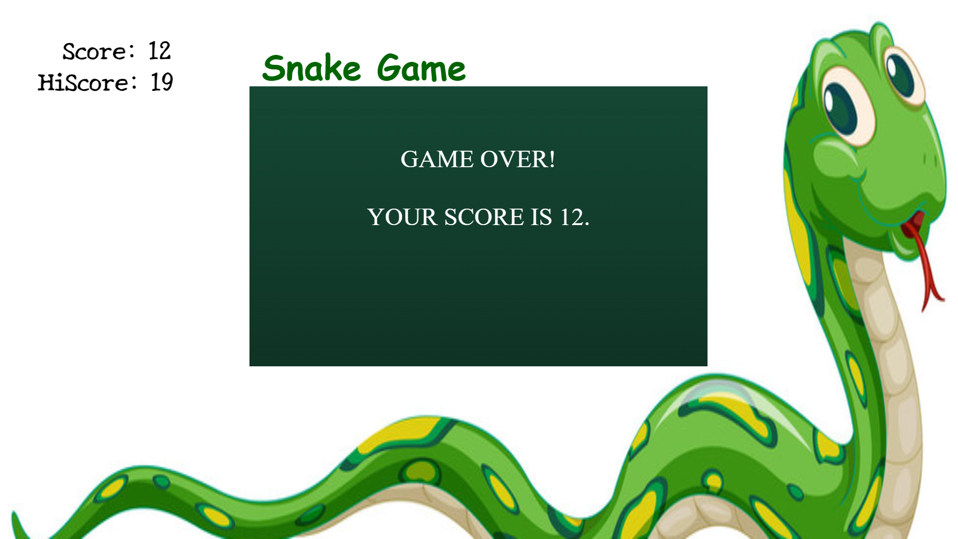 GitHub - vanshika-vijay01/Snake-Game: This game is made by using HTML ...