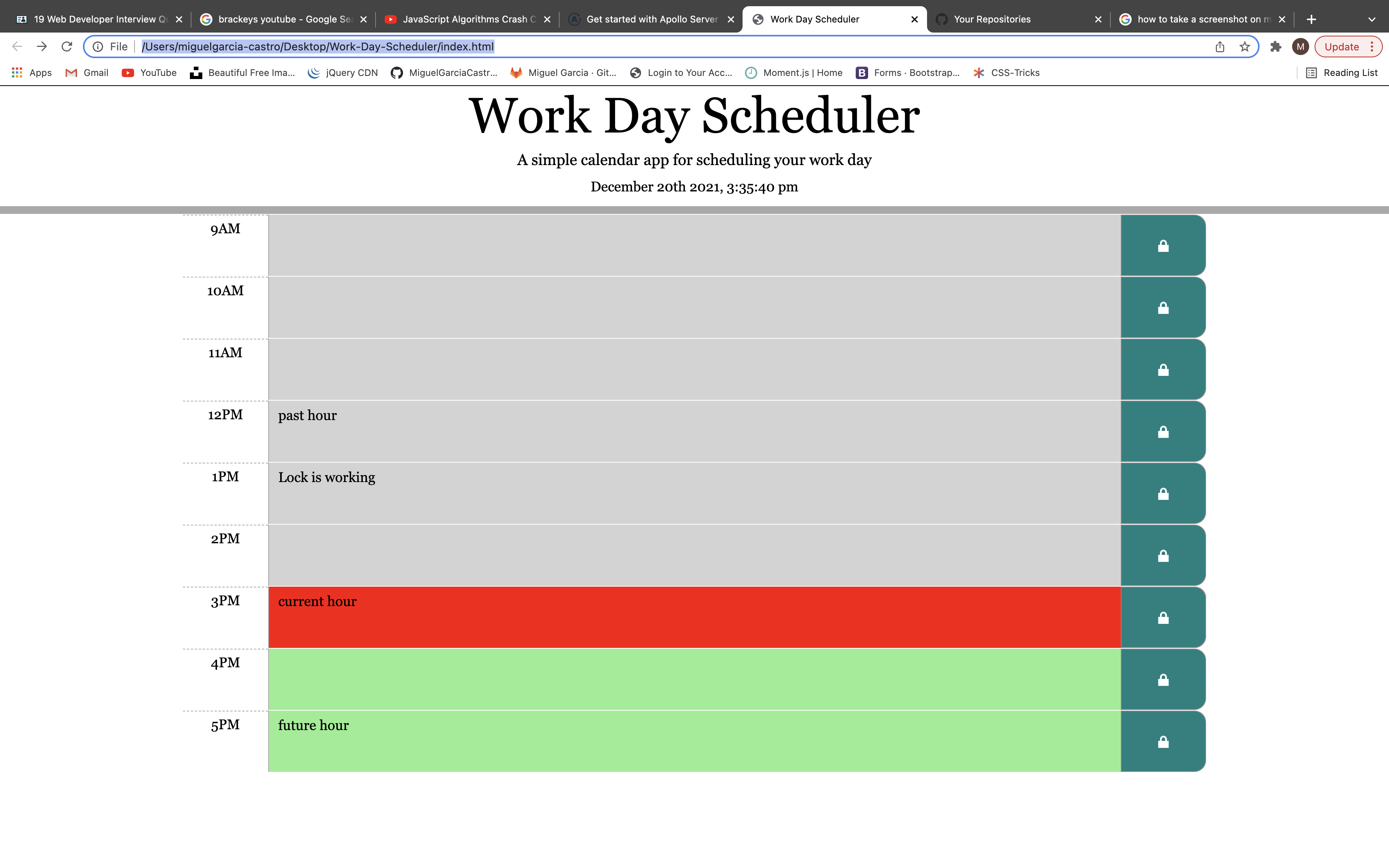 GitHub - MiguelGarciaCastro/Work-Day-Scheduler: Hw assignment for week ...