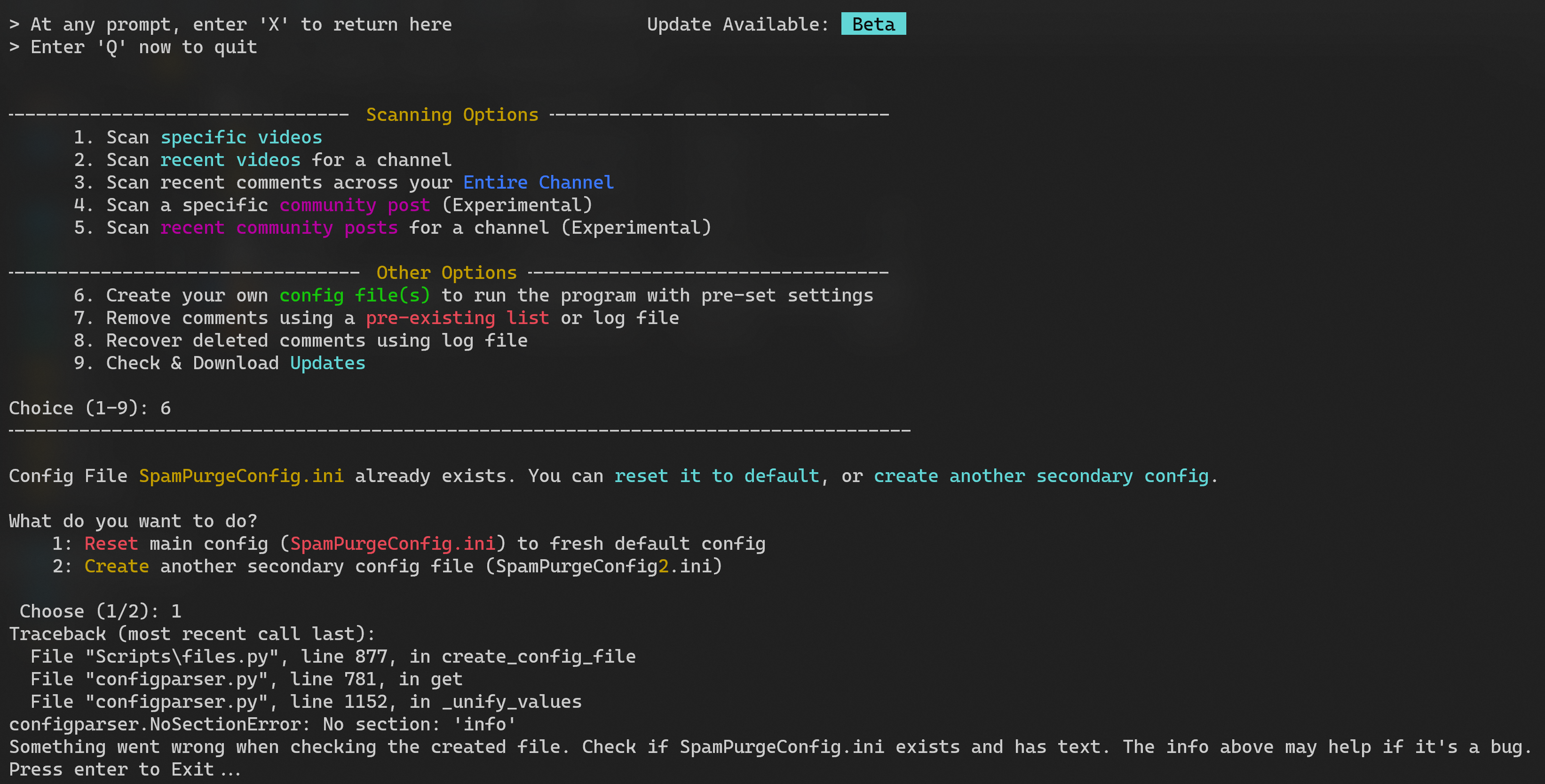 [Bug]: Cant Create a new config file · Issue #930 · ThioJoe/YT-Spammer ...