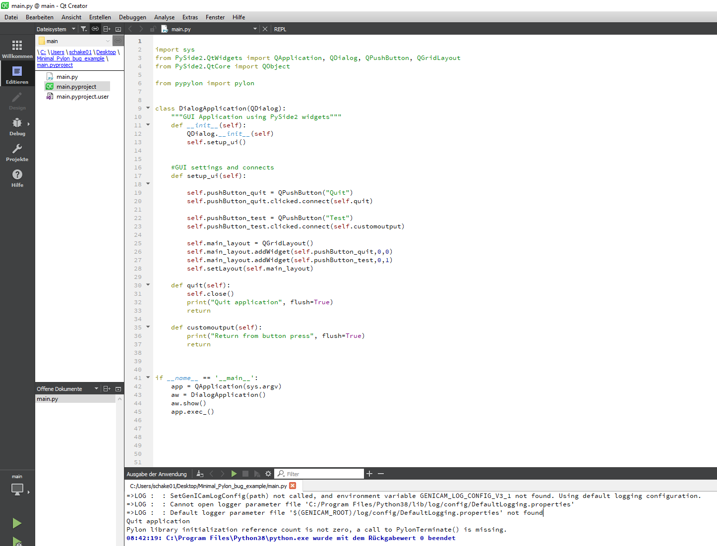 Pylon library initialization reference count is not zero, a call to ...