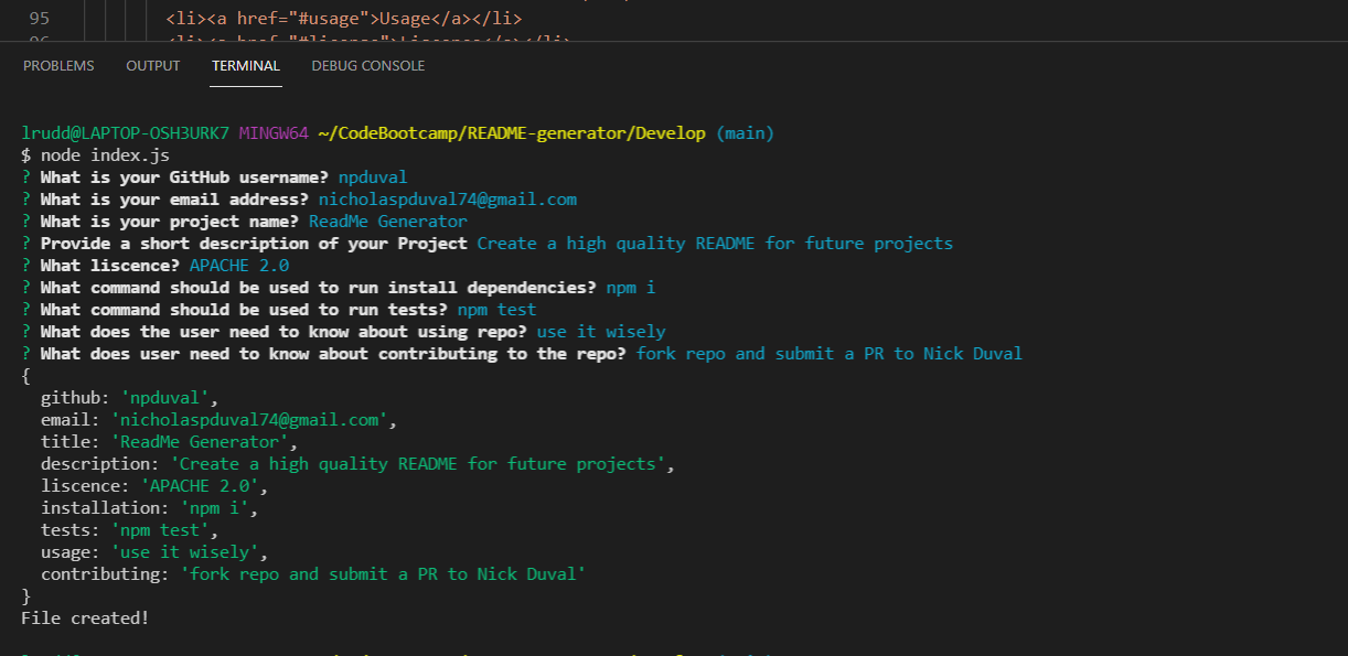 GitHub - npduval/README-generator · GitHub