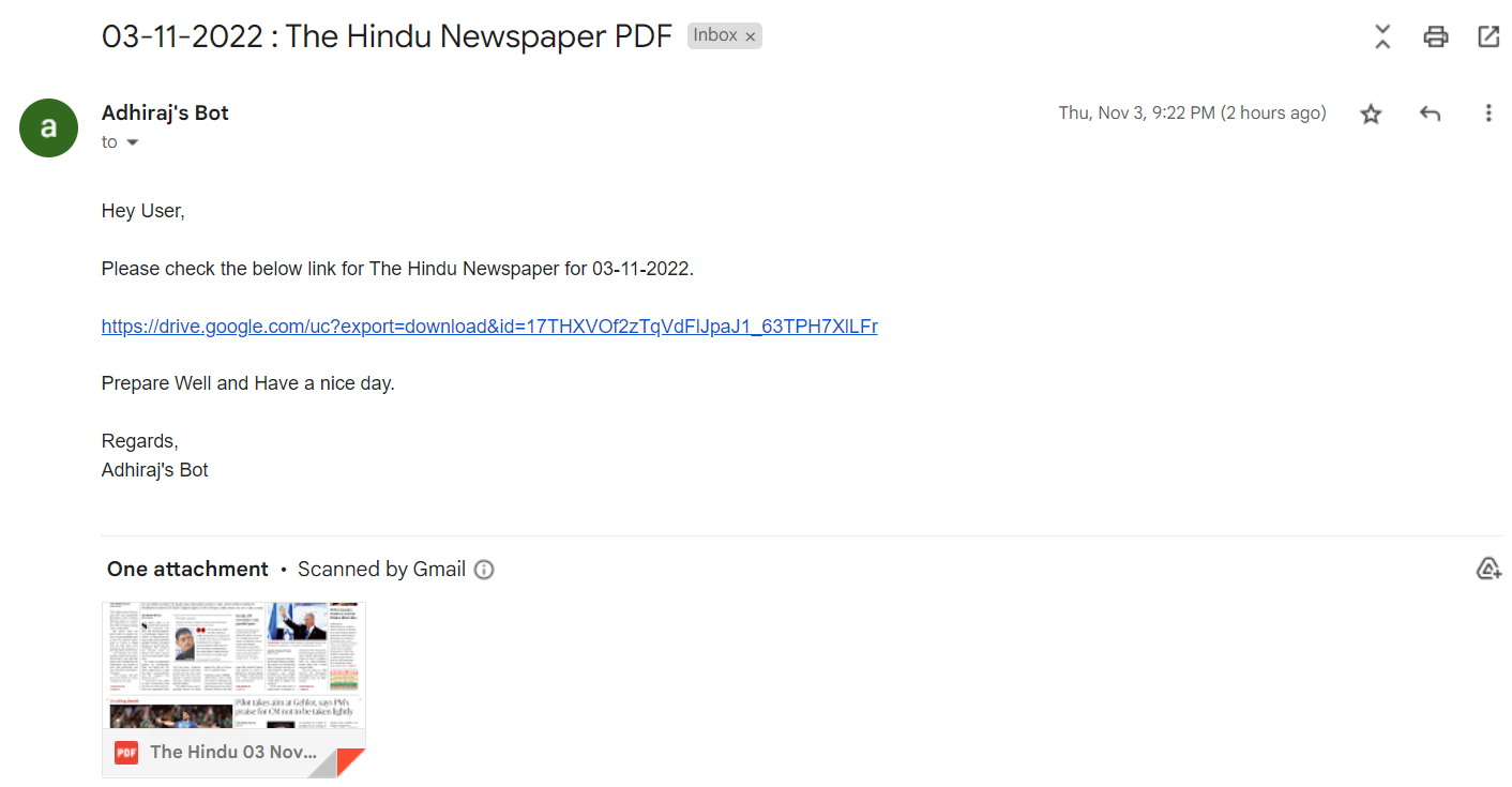 Github adhirajpandey newspaper bot script to fetch the hindu