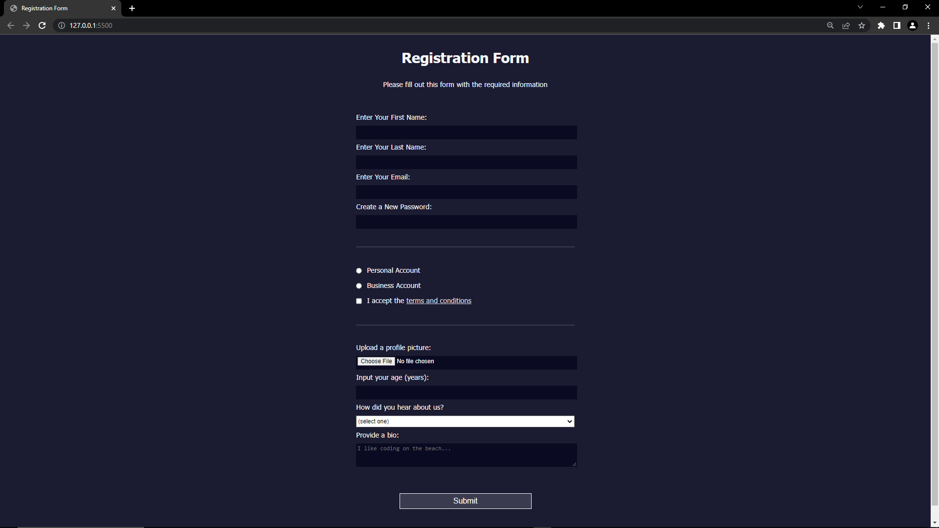 Github Ai Human Registration Form Learning Html Form