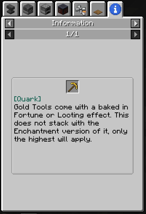 JEI information section for golden tools do not list iron harvest level