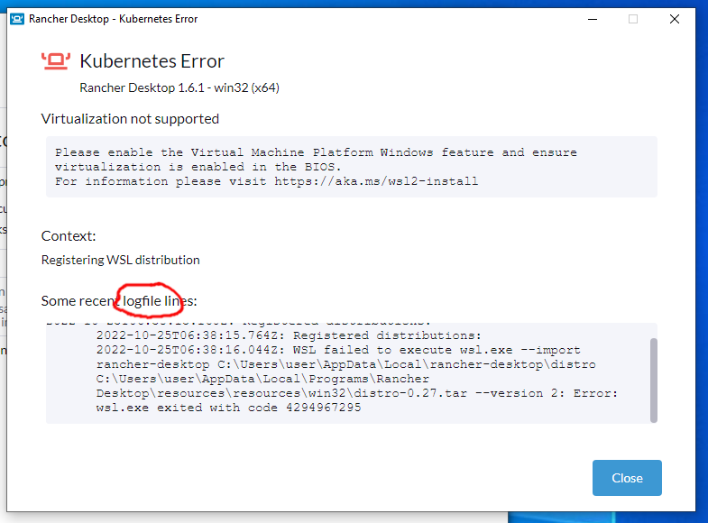 Improve Kubernetes Error Page · Issue #3278 · rancher-sandbox/rancher ...