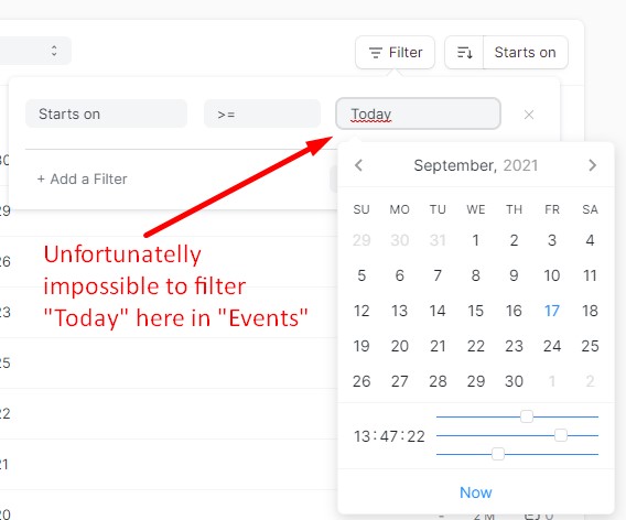 Date filter in "Timespan" should also include "Before Today" and "After ...