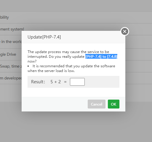 The link to update the php version does not disappear, although there ...