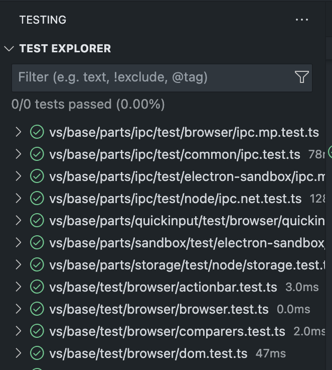 0/0 tests passed after test run · Issue #171019 · microsoft/vscode
