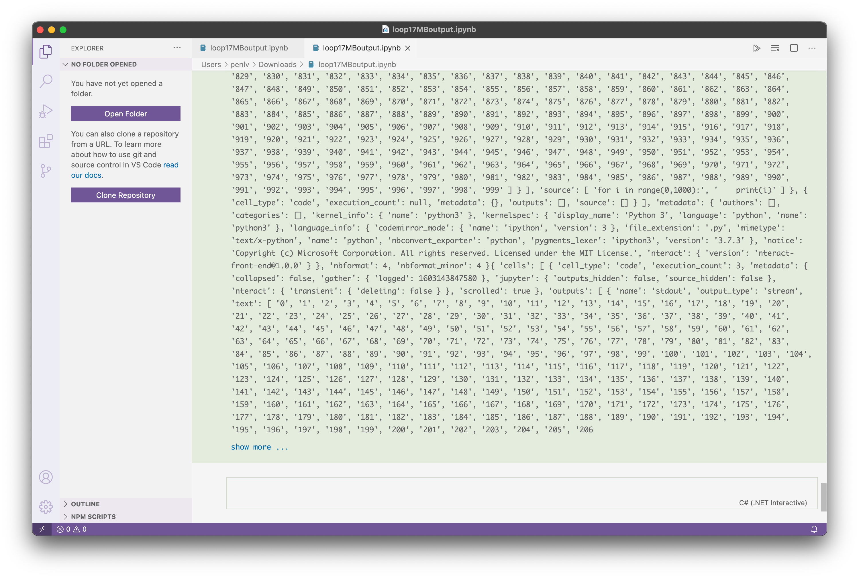 Large text output kills the notebook · Issue 110581 · microsoft/vscode
