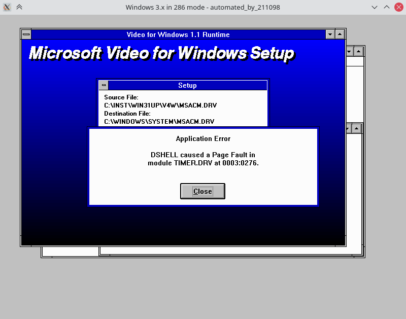 kvm: Windows 3.1 installation various crashes · Issue #1492