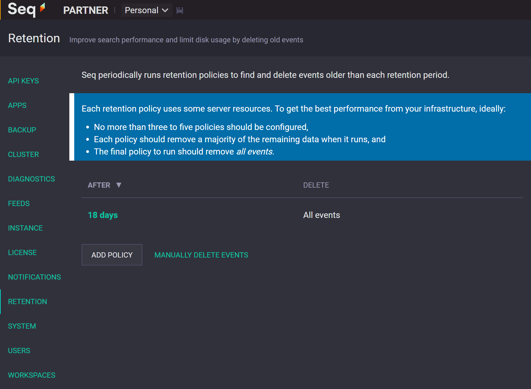 Seq Retention Policy Not Working Issue 1494 Datalust seq tickets