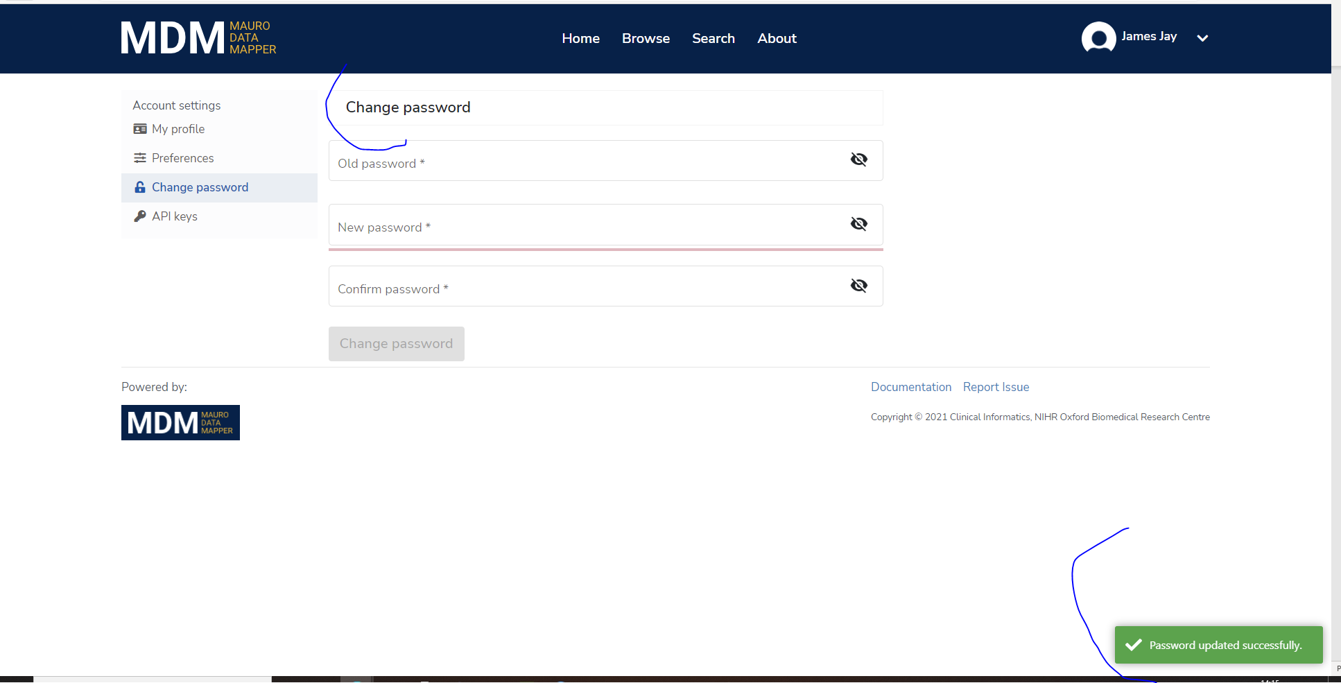 After a successful password change the screen remains unchanged · Issue ...