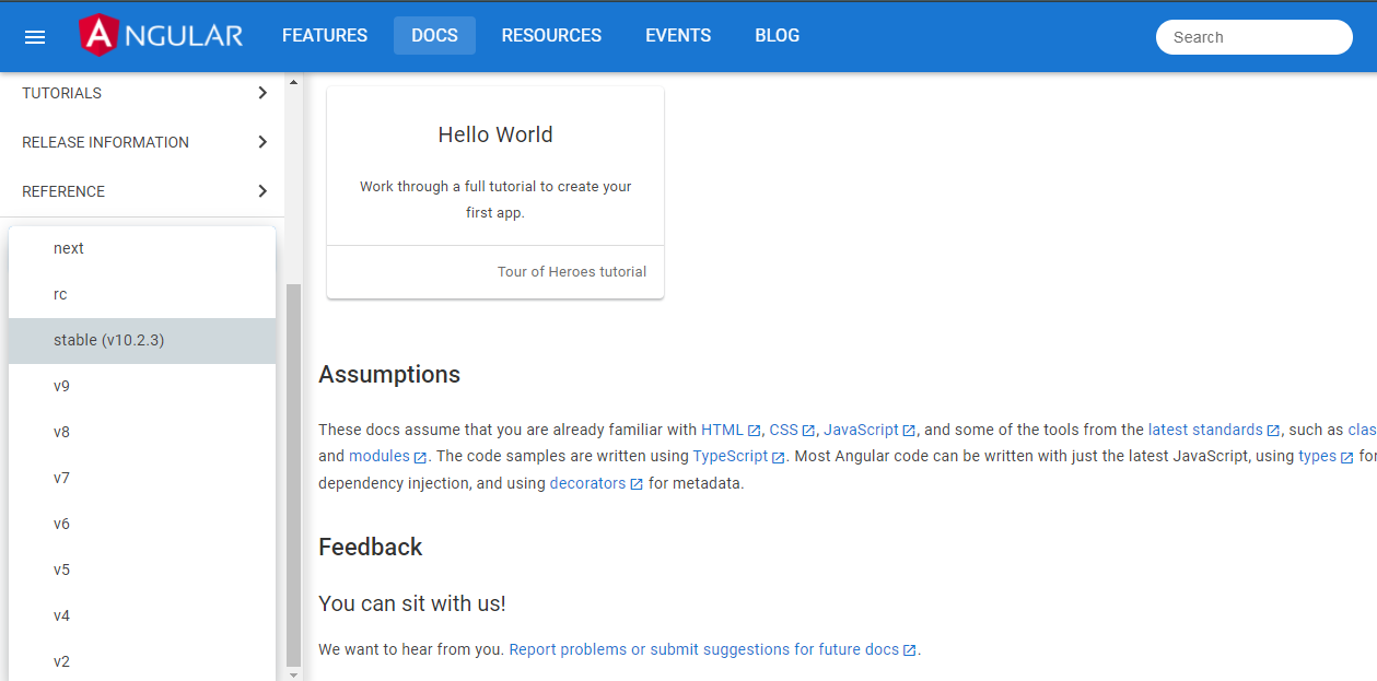Angular v10/v11 are missing from releases dropdown · Issue #39688 ...