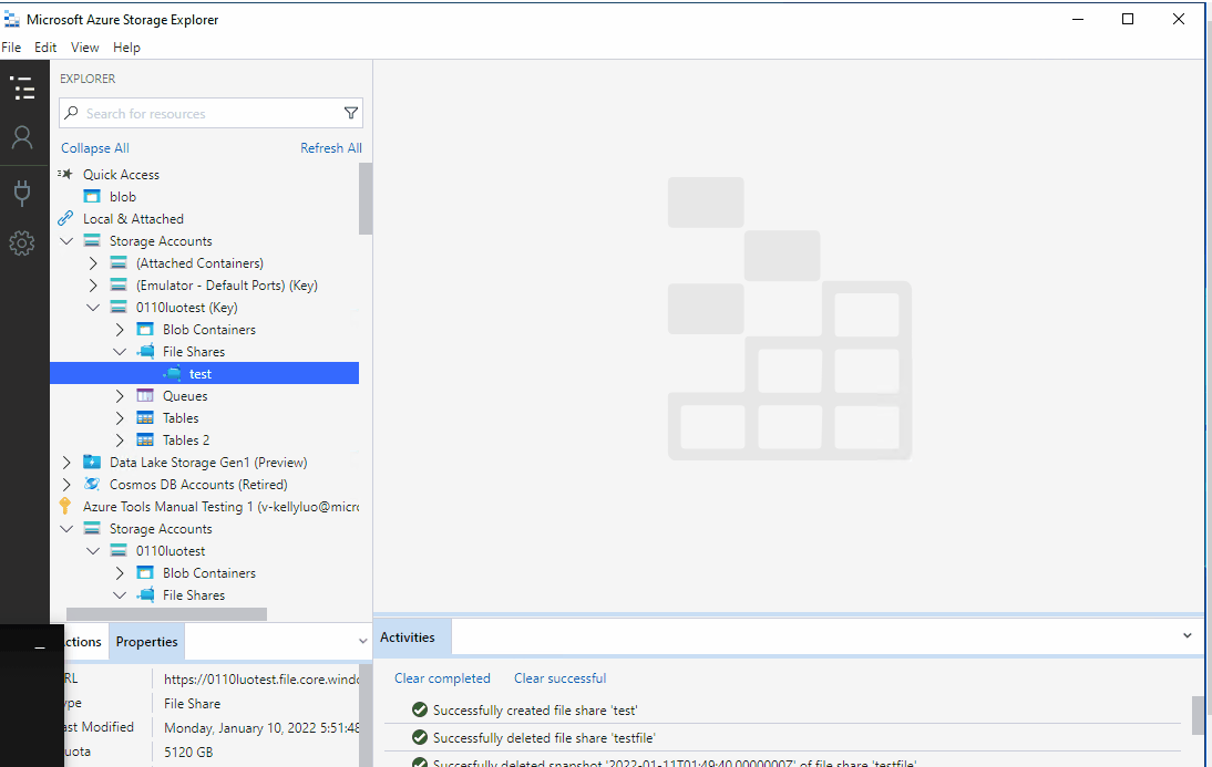 The file share snapshot does not auto display when creating a snapshot