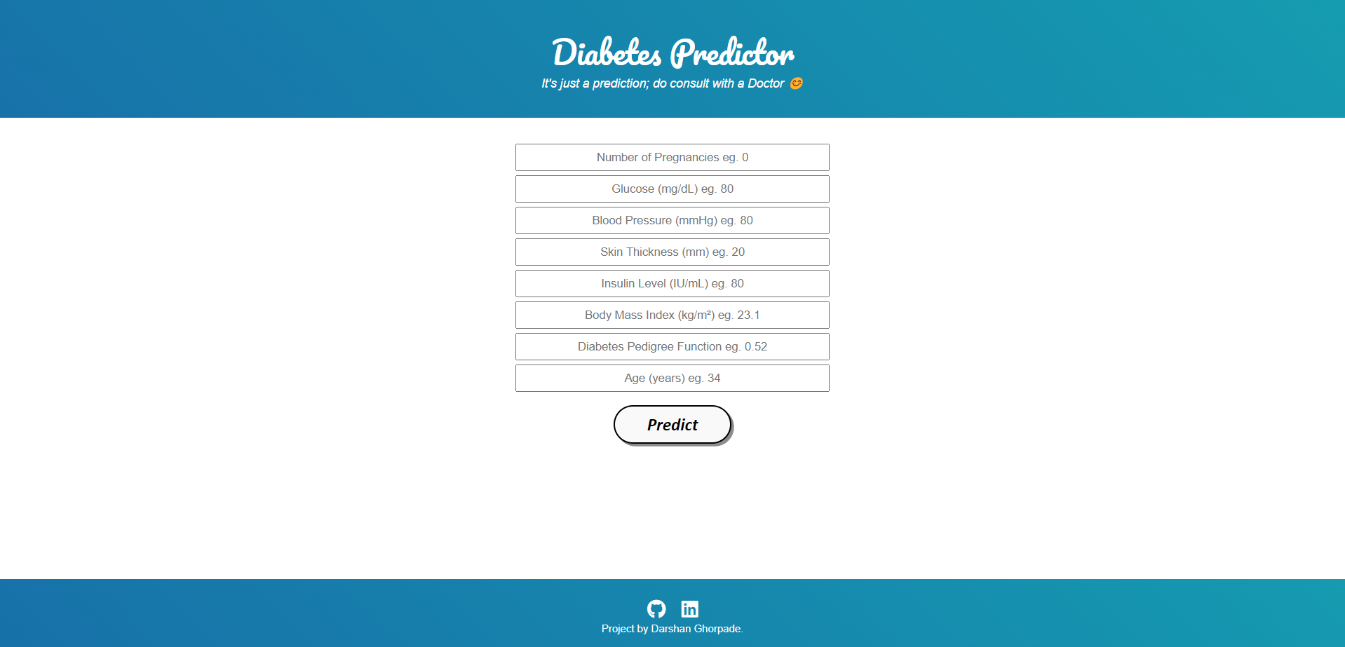 GitHub - DarshanGhorpade/Diabetes-Predictor: This website project is ...