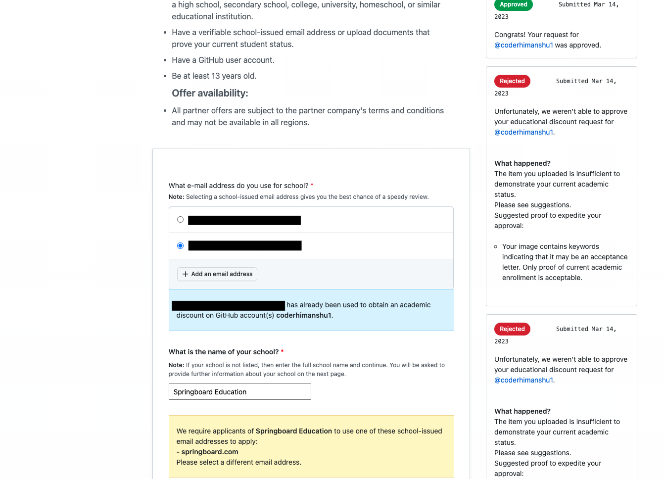 Github Student access | Reverfication · community · Discussion #50733 ...