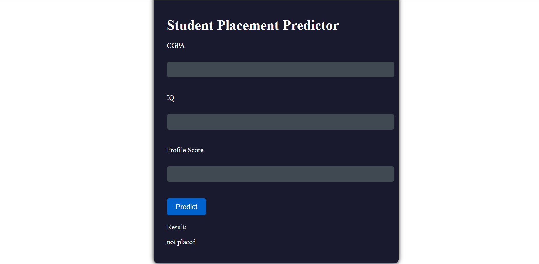 GitHub - MartinaJohn/Student-Placement-Prediction-System
