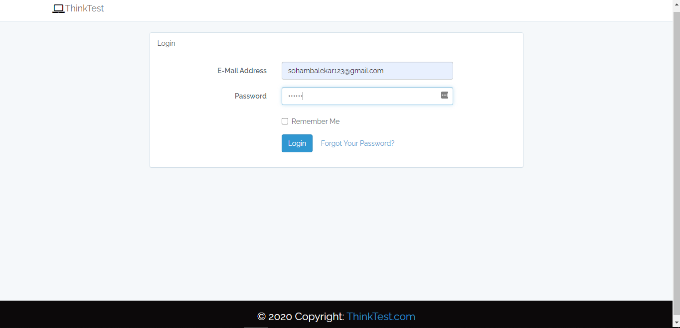 GitHub - SohamBK/ThinkTest: A website build in Laravel to create and ...