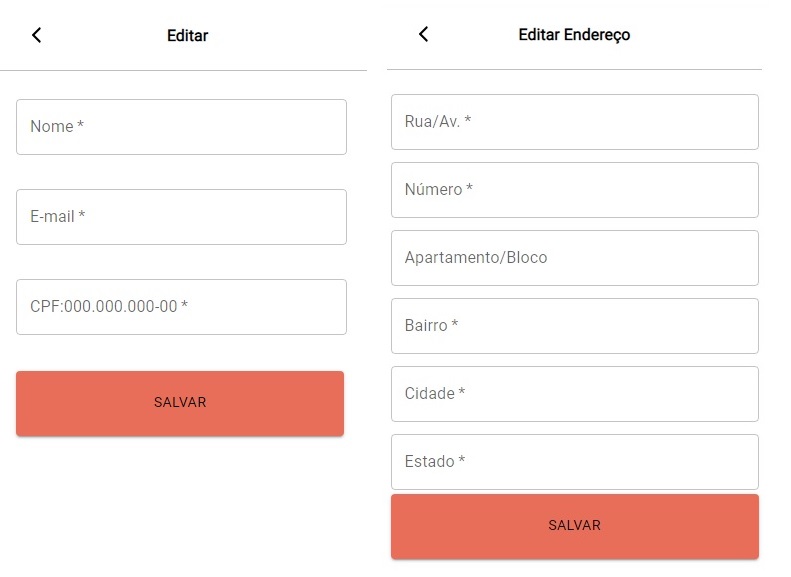 Editar Cadastro e Endereço