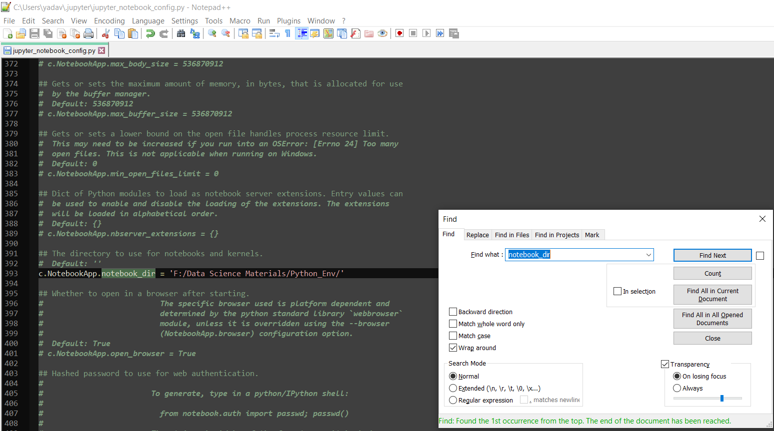 anaconda jupyter notebook file location