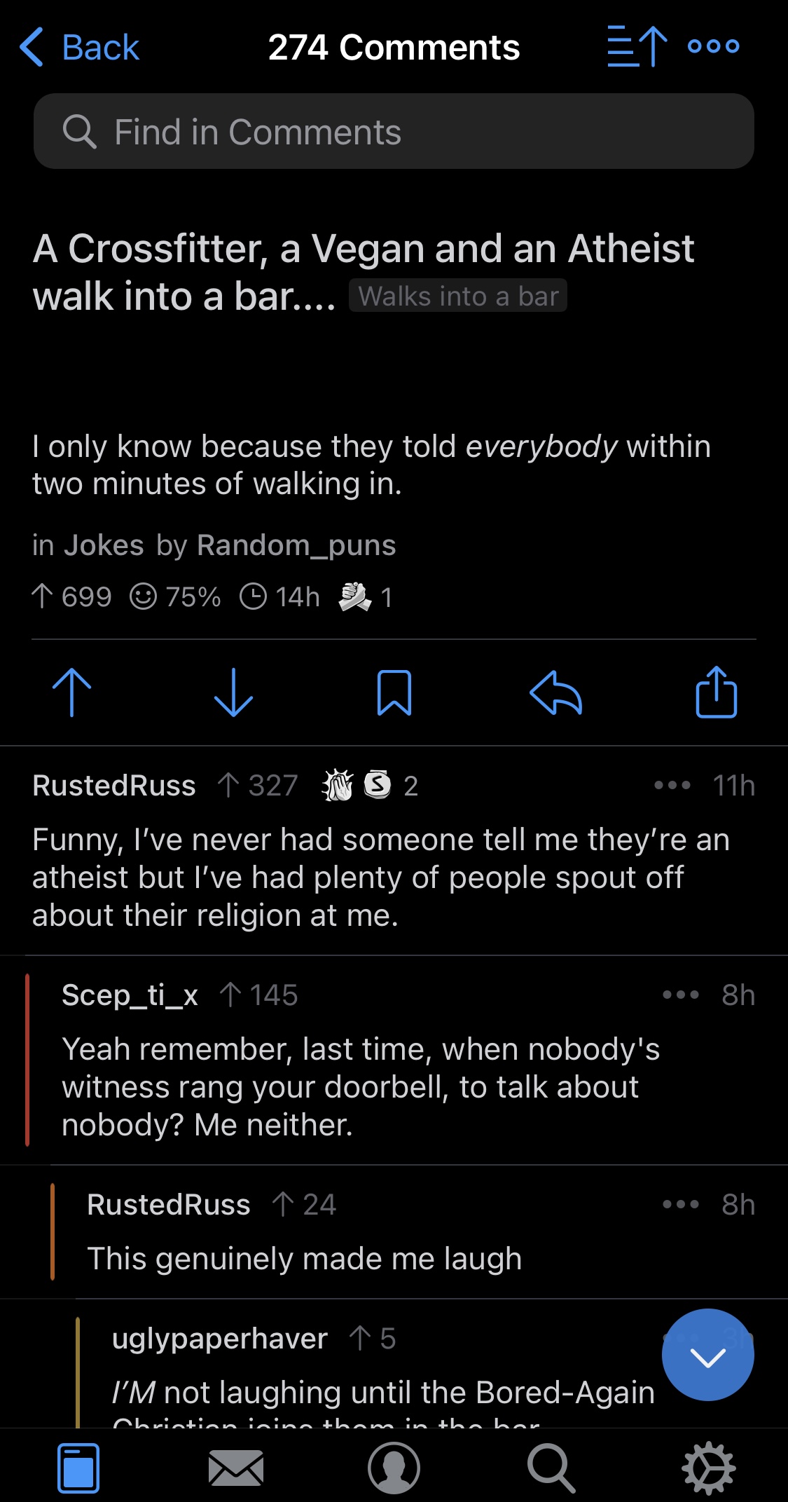 Same post as on the Widget but in the App