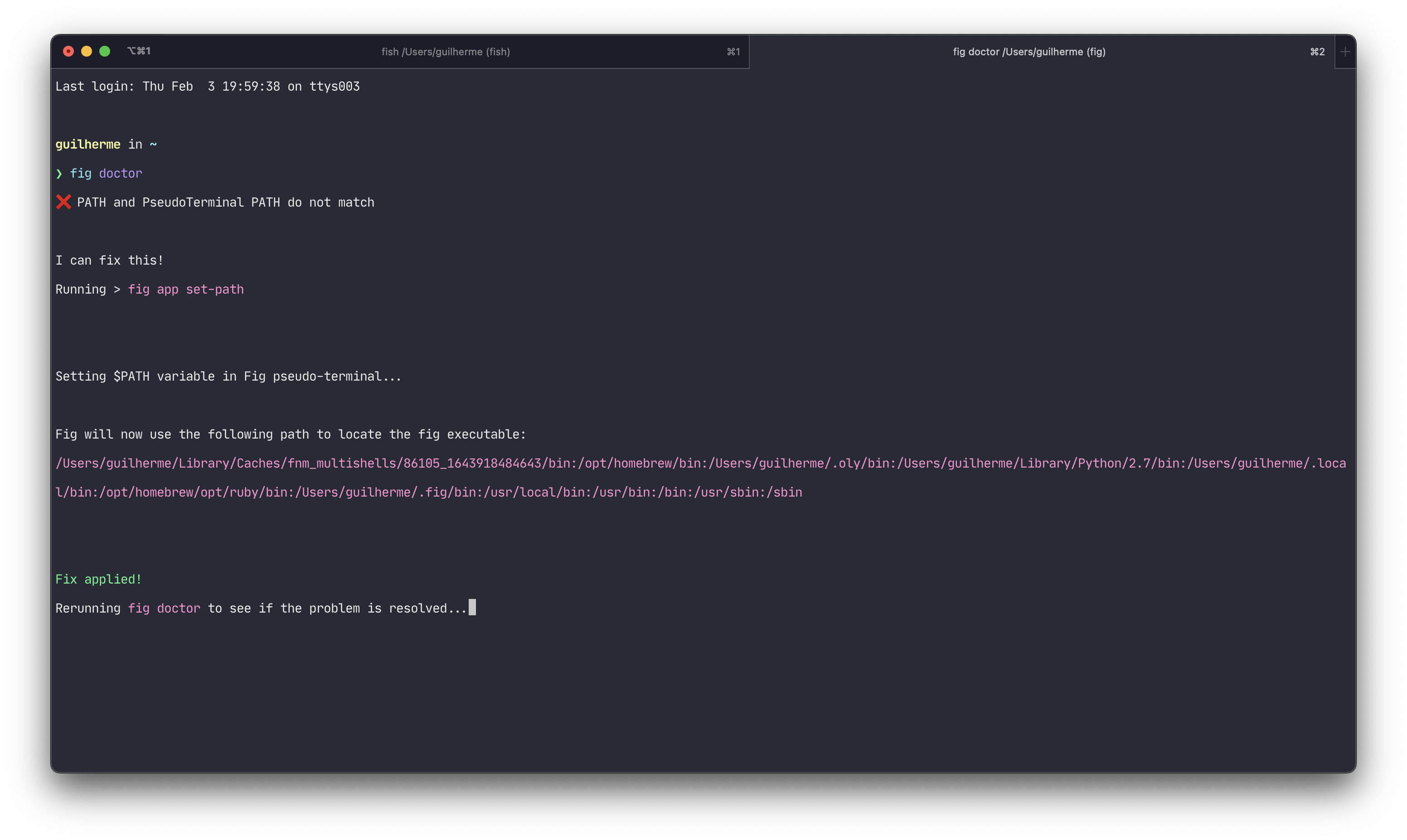 PATH and PseudoTerminal PATH do not match · Issue 895 · withfig/fig