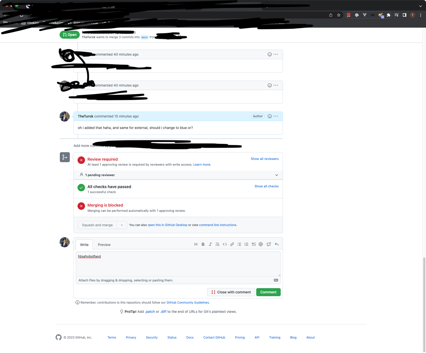 Why is this pull request 'Leave a comment' section below the squash and