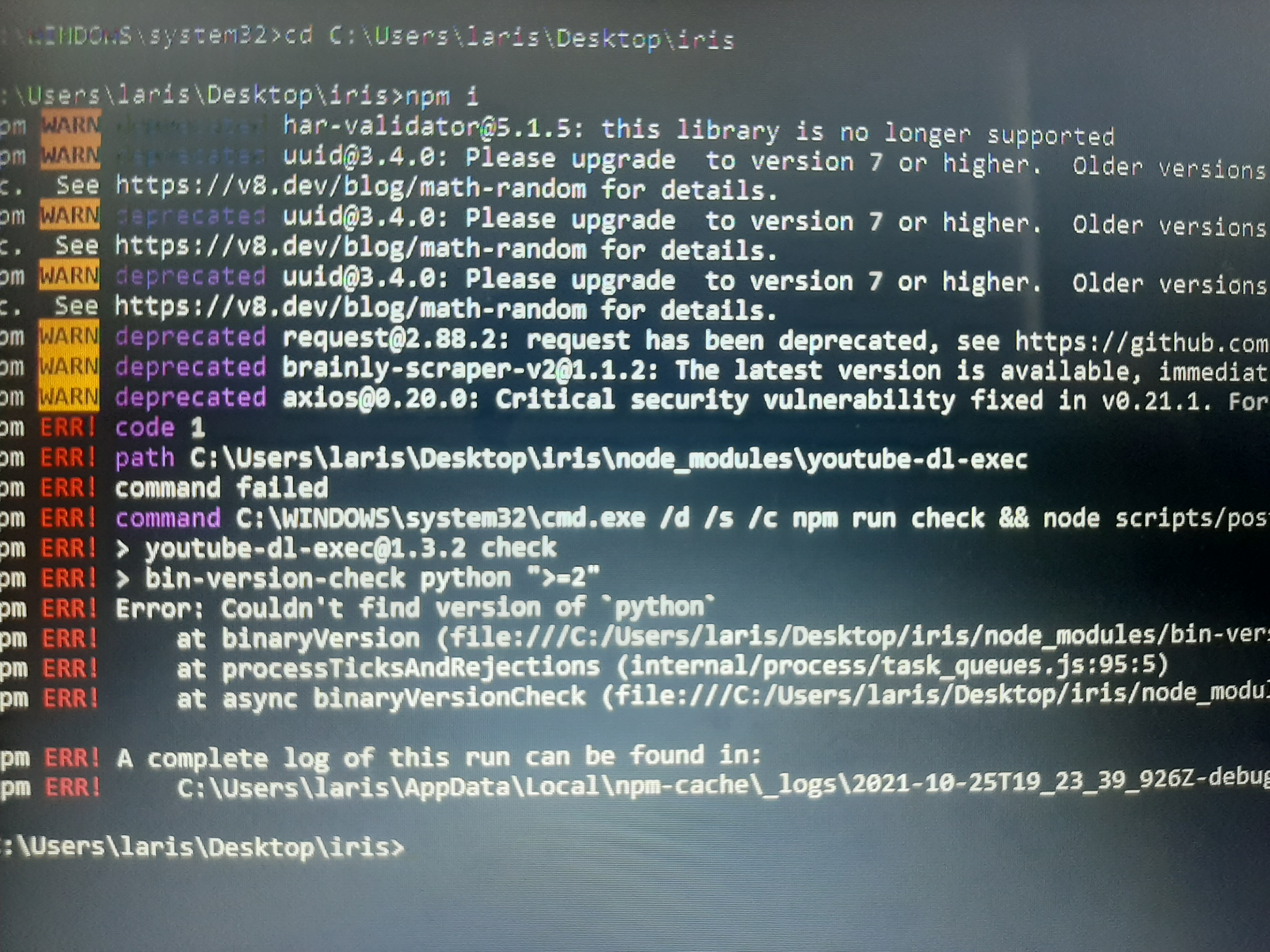 Problema na instalação · Issue #377 · KillovSky/Iris · GitHub