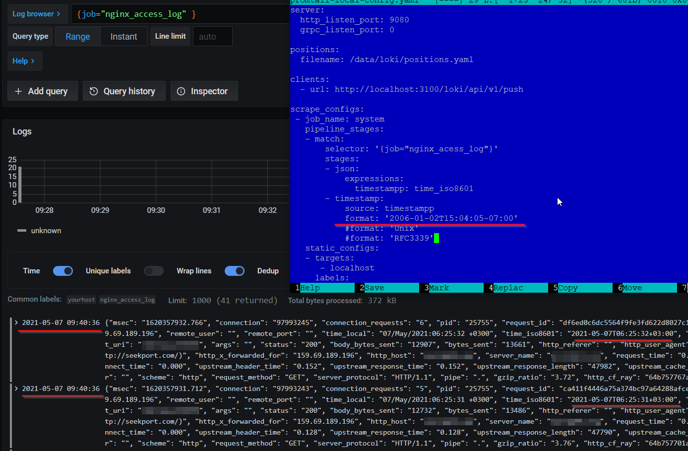 can't get timestamp from JSON log with promtail · Issue 3694 · grafana