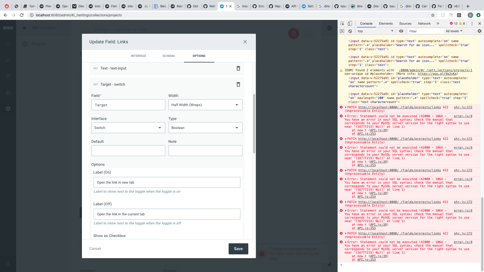 Can't edit repeater interface once it is created · Issue 1739