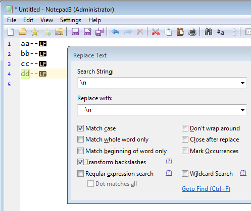 Unexpected result of replacing `\n` · Issue #268 · rizonesoft/Notepad3 ...