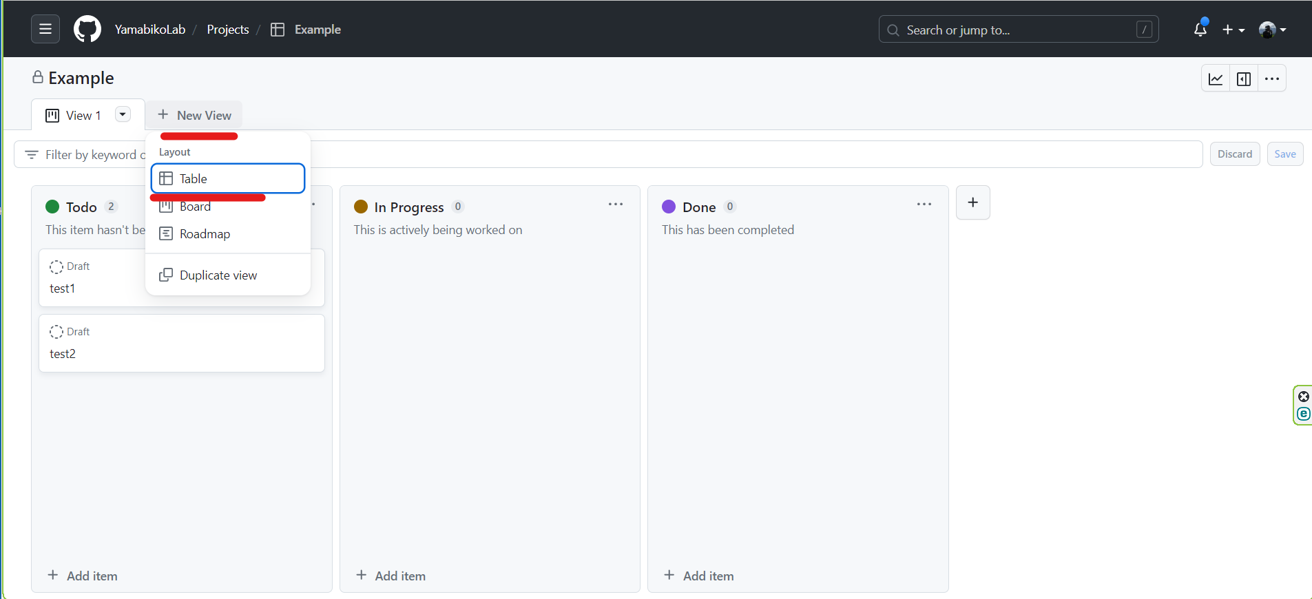 Click New view in Github Project to duplicate · community · Discussion