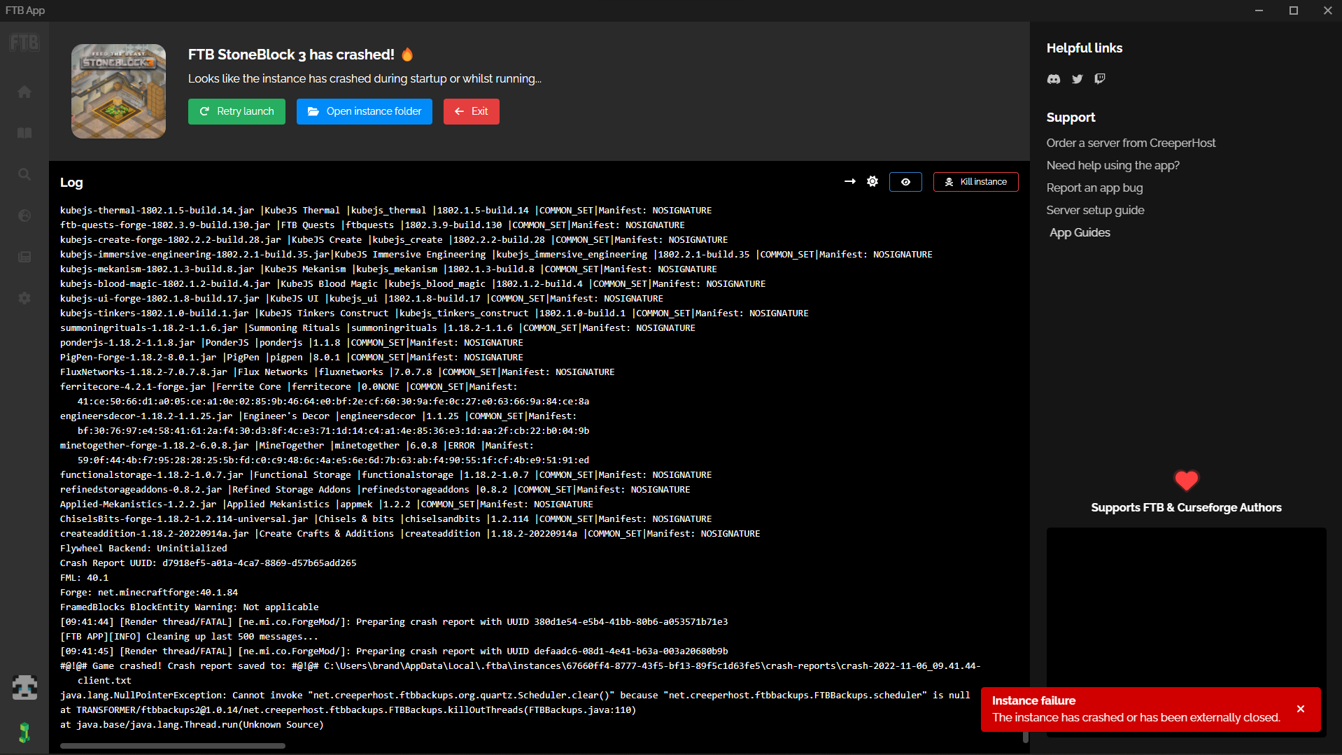 [Bug]: Crash au lancement de stoneblock 3 · Issue #1679 · FTBTeam/FTB ...