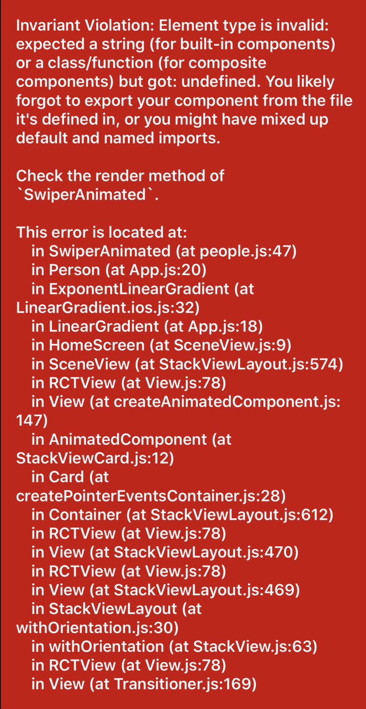 Invariant Violation error · Issue #25 · chitezh/react-native-swiper ...