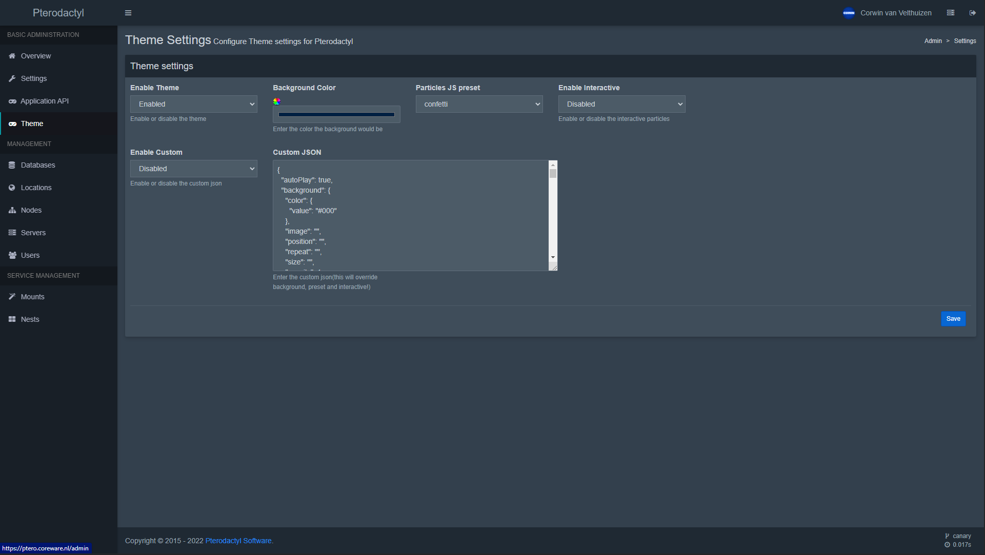 Github corwindev particlejs pterodactyl theme