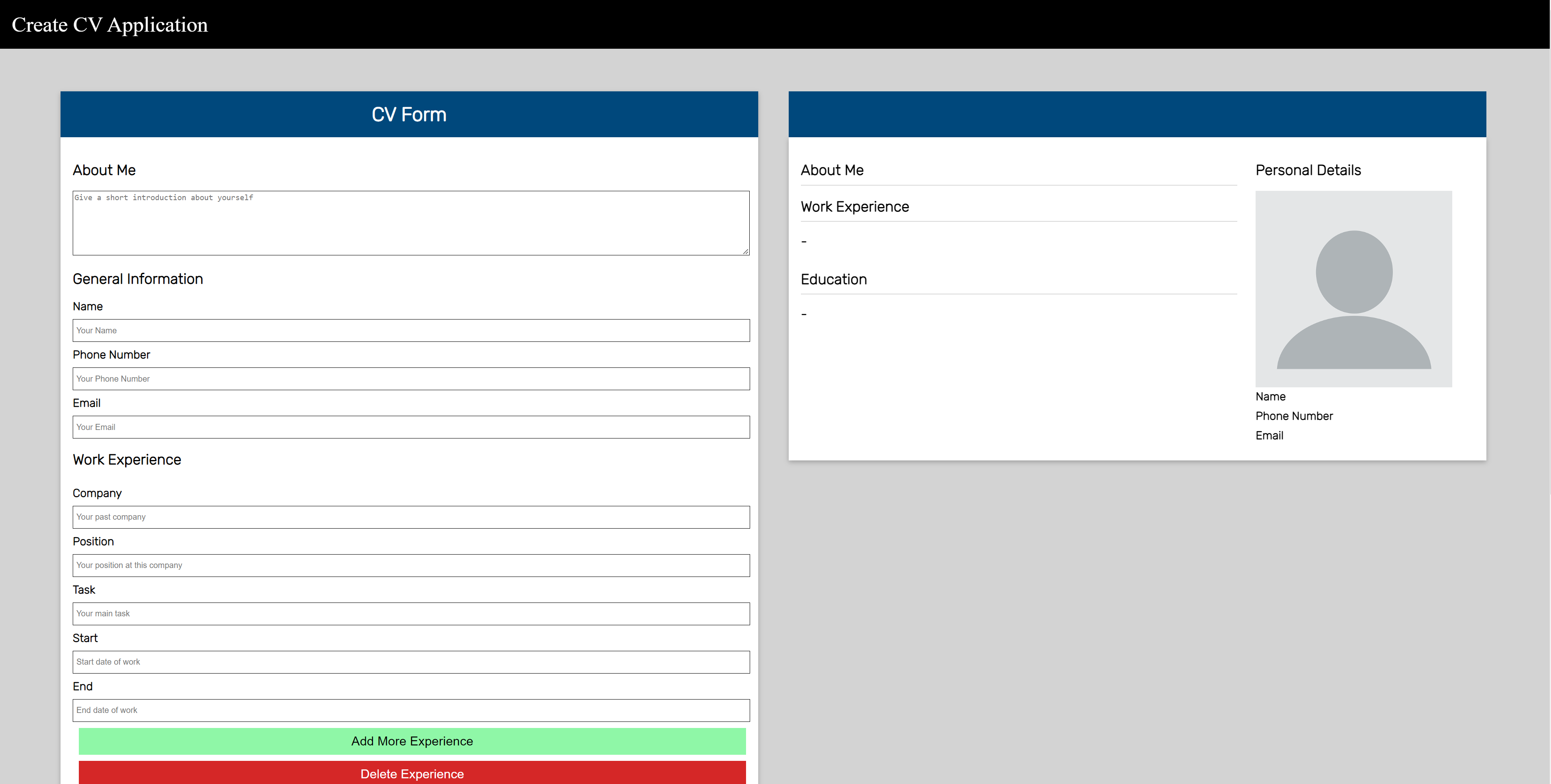 GitHub - ElginL/odin-create-cv-app: A webpage that creates a CV after ...