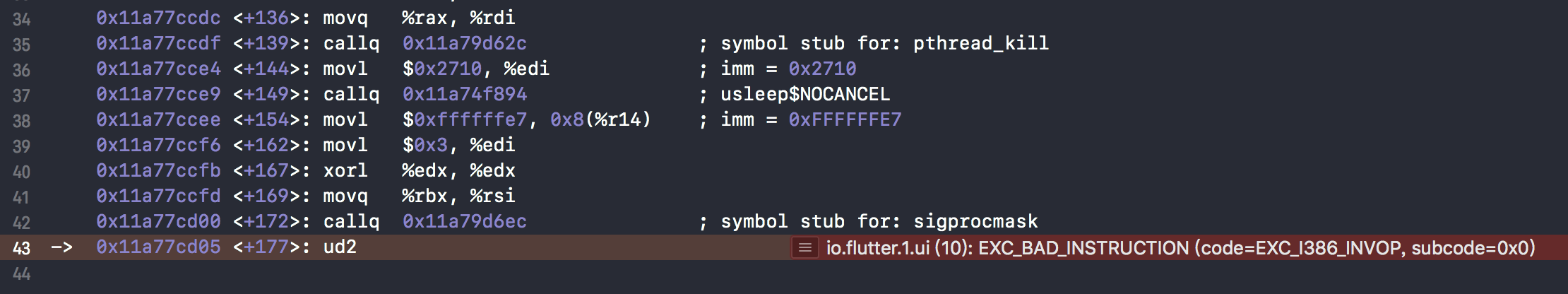 集成后无法运行报错io.flutter.1.ui (10): signal SIGABRT · Issue #118 · alibaba ...