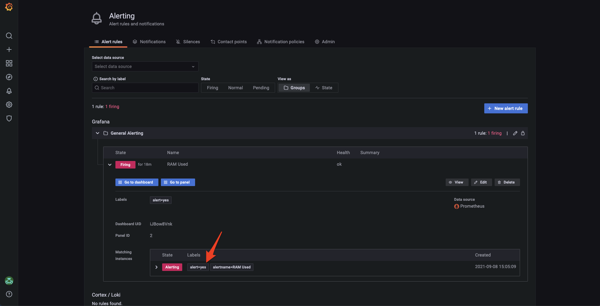 [ngalert] Custom label that expands values is creating pending alerts